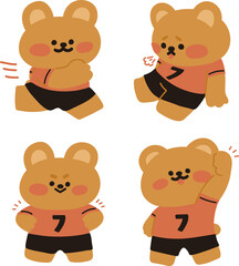 축구 유니폼 입은 곰돌이 캐릭터 