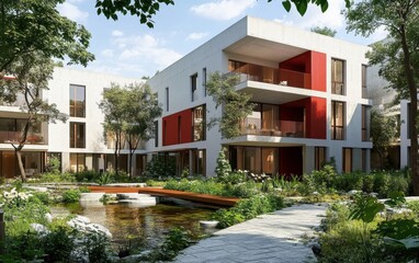 Fototapeta premium Modern Courtyard Oasis.