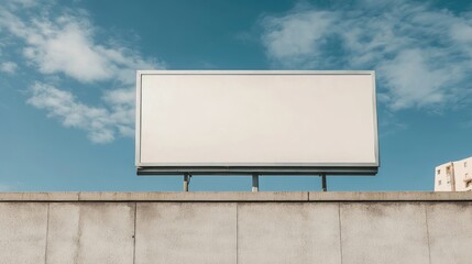 Fototapeta premium Minimalist architecture featuring a white-screen billboard, with plenty of copy space for promotional content.