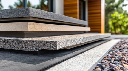 Modern Roof Deck with Waterproof Coating and Potted Plant in Urban Environment