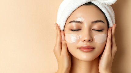 Relaxed Woman with Facial Mask and Headband
