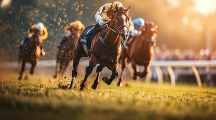 Racehorse Leading Pack During Horse Race