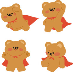 곰돌이 히어로의 다양한 포즈