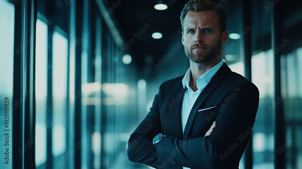 Canvas Prints Confident Businessman in Modern Office Environment