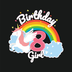 unicorn birthday 8-year rainbow ornament 