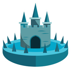 The castles with deep water vector illustrations are isolated on a white background