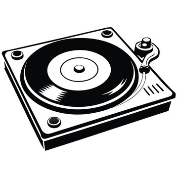 recommend clip art: Vintage turntable record player vector silhouette