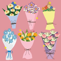 beautiful flower bouquet set vector illustration