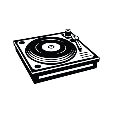 recommend clip art: Vintage turntable record player vector silhouette
