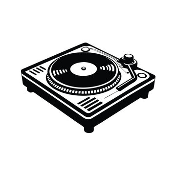recommend clip art: Vintage turntable record player vector silhouette