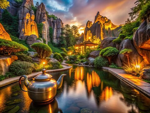 Low Light Photography of Beijing Baili Landscape Gallery Drip Kettle Scenic Spot at Dusk