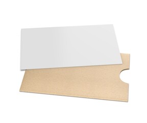 Visiting card with blank paper cover sleeve 3d render illustration.