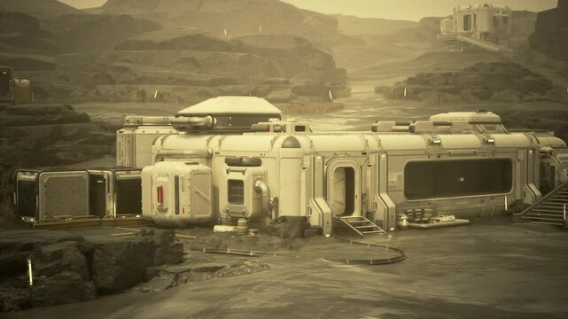 A futuristic research base for settlers on an alien planet