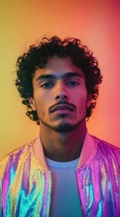 Fototapeta premium Man in Holographic Jacket.