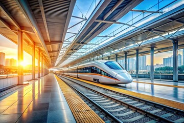 Minimalist Photography of High-Speed Train at Zhuhai Station in China, January 2024