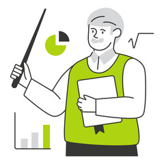 Teacher's Day character illustration with line style, perfect for user interface project