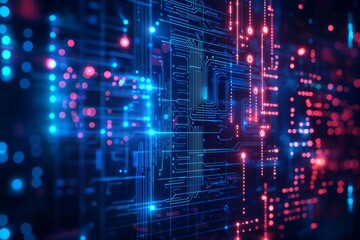 Obraz premium Digital Technology background of data and network created with Generative AI