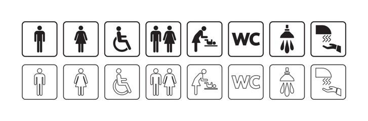 Public toilet icon set