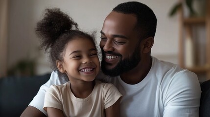 Fototapeta premium Joyful Father and Daughter Smiling Together