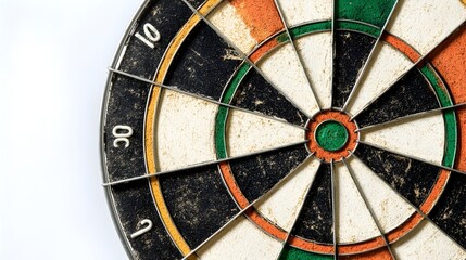 Dartboard with Bullseye on White Background Representing Business Target Concept