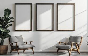 Fototapeta premium Mockup Wall Art Chairs.