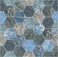 Hexagon mosaic seamless Wall and Floor with a modern abstract geometric pattern.
