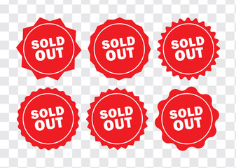 sold out product tag red sticker icon set