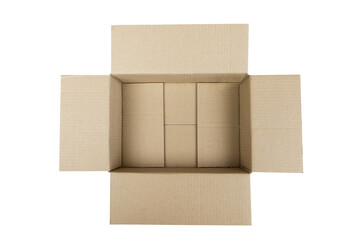 Empty open box on a white background. View from above.
