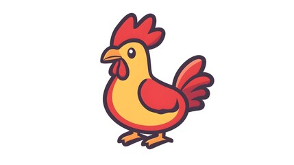 Obraz premium Colorful Cartoon Chicken Mascot Logo Design on White Background