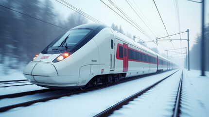 Fototapeta premium white high-speed train