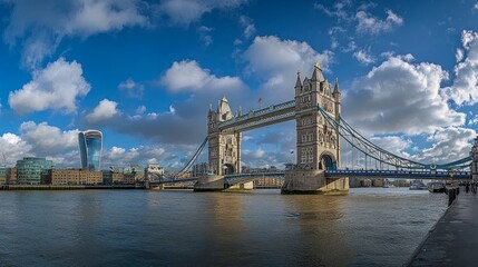 Obraz premium A panoramic view of Tower Bridge in London, England. 