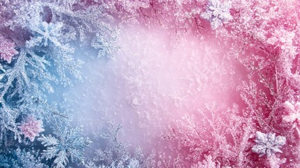 Obraz premium Abstract Festive Background with Pink and Blue Snowflake Patterns
