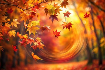 Swirling Warm Autumn Colors - Vintage Style Photography of Blending Leaves in a Scenic Nature Setting