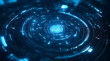 Futuristic HUD Technology Background with Neon Blue Color Scheme