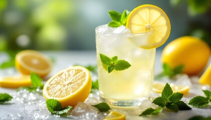 Limonada Casera, Refreshing Homemade Lemonade with Mint and Ice (Argentinian Cuisine)