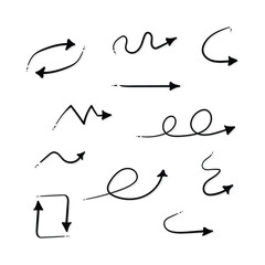 Set of hand drawn curvy arrows icons black color vector illustration eps 10