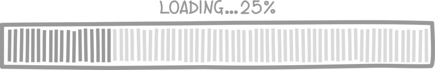 cute doodle hand draw loading bar counter computer battery, banner, flat design png illustration