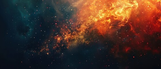 Fototapeta premium A space background with a bright orange flame in the middle