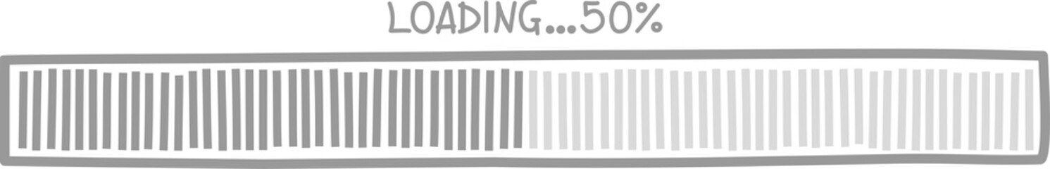 cute doodle hand draw loading bar counter computer battery, banner, flat design png illustration