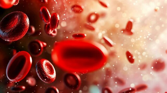 Red blood cells are moving medical background 