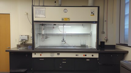 54. A fume hood setup showcasing advanced material science experiments