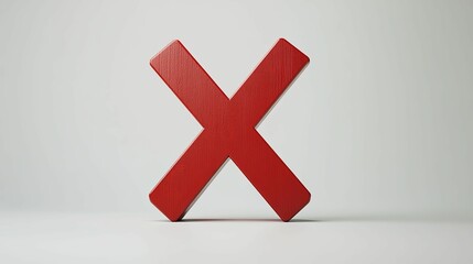 Obraz premium Red Wooden X Symbol on White Background