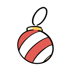 手書き　クリスマスの丸いオーナメント