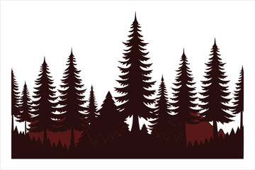 Obraz premium Seamless Pattern of Black Fir Tree Forest 