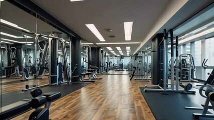 A modern gym interior showing a well equipped fitness space focused on health and exercise