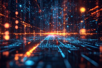 Fototapeta premium Digital Technology background of data and network created with Generative AI