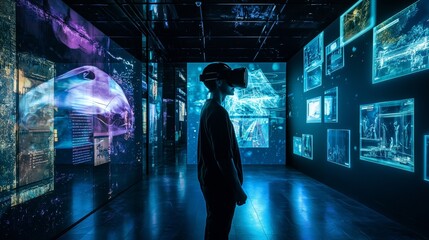 Person in Virtual Reality at Interactive Museum Exhibit