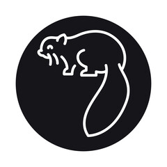 Australian flying squirrel black line illustration. Animals of Australia.