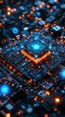 Naklejka premium Quantum Network Nexus, Quantum Computing in Digital Ecosystems