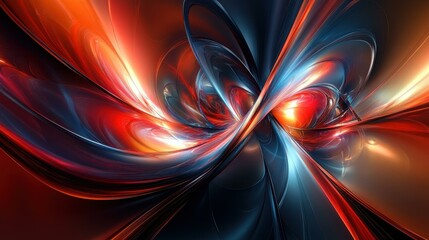 Naklejka premium Abstract Psychedelic Art: Glowing Swirls of Red, Blue, and Orange